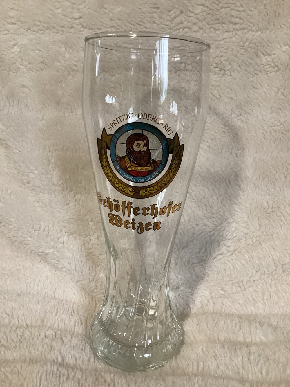 Vintage Schöfferhofer Weizen Beer Glass Tall 0.5l sqhm Wheat Germany